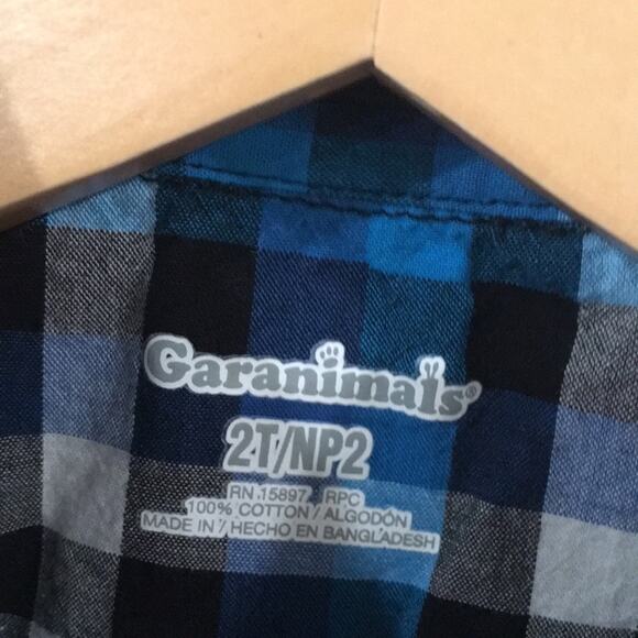 Garanimals Boys Sz 2T Checkered Long Sleeve Button Shirt 100% Cotton - Picture 5 of 7
